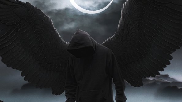 Black Hoodie Boy Angel 4k