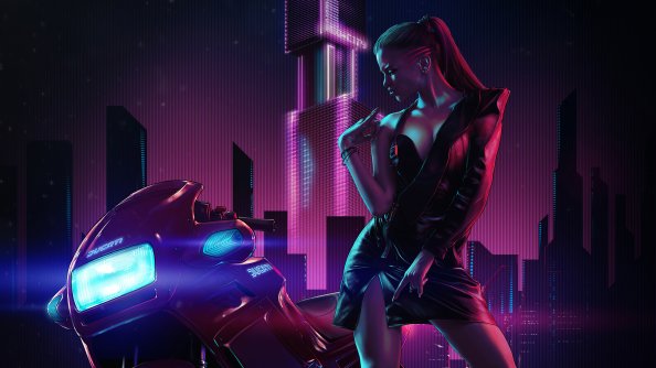 Cyberpunk Girl With Ducati 4k