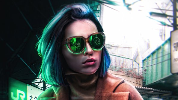 Scifi Girl With Skull Glasses 4k
